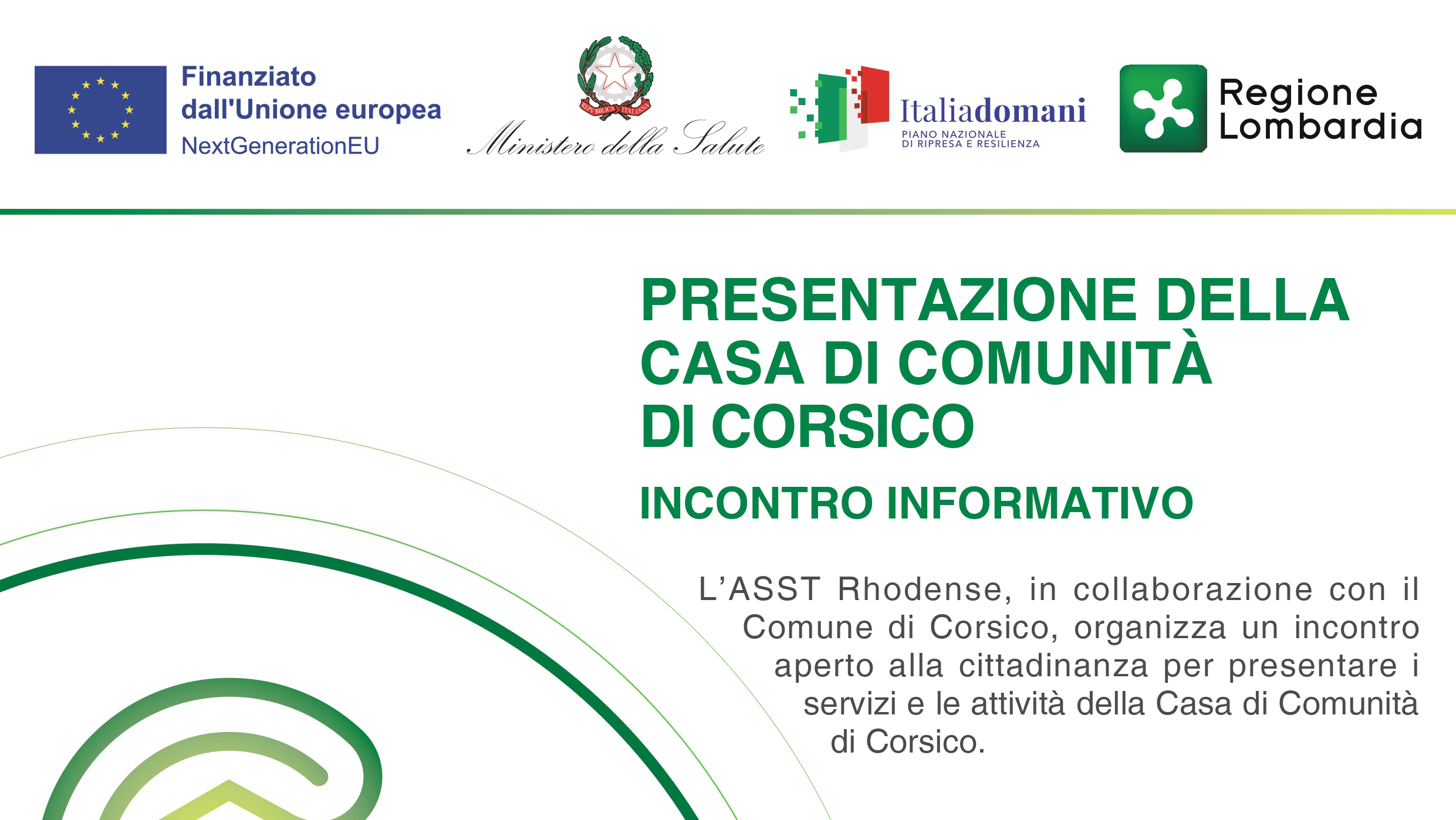 locandina dell'incontro serale alla Casa di Comunità di Lainate